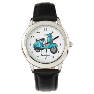 Cartoon motorfiets met motorbromfiets horloge