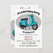 Cartoon motorfiets met motorbromfiets kaart (Voorkant / Achterkant)
