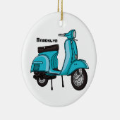 Cartoon motorfiets met motorbromfiets keramisch ornament (Rechts)