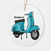 Cartoon motorfiets met motorbromfiets keramisch ornament (Links)