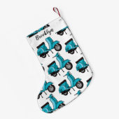 Cartoon motorfiets met motorbromfiets kleine kerstsok (Achterkant (Hangend))