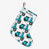 Cartoon motorfiets met motorbromfiets kleine kerstsok (Voorkant (Hangend))