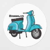 Cartoon motorfiets met motorbromfiets labels (Design 1)