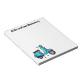 Cartoon motorfiets met motorbromfiets notitieblok (Schuin)