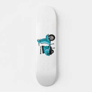 Cartoon motorfiets met motorbromfiets persoonlijk skateboard