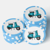 Cartoon motorfiets met motorbromfiets poker chips (Opstapeling)
