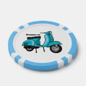 Cartoon motorfiets met motorbromfiets poker chips (Enkel)