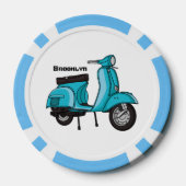 Cartoon motorfiets met motorbromfiets poker chips (Achterkant)
