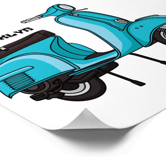 Cartoon motorfiets met motorbromfiets poster (Hoek)