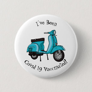 Cartoon motorfiets met motorbromfiets ronde button 5,7 cm