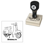 Cartoon motorfiets met motorbromfiets rubberstempel (Gestempeld)