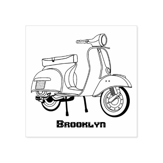 Cartoon motorfiets met motorbromfiets rubberstempel (Afrduk)