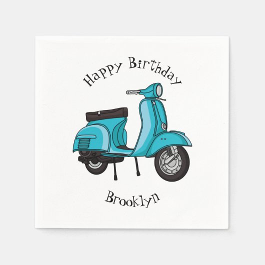 Cartoon motorfiets met motorbromfiets servet (Voorkant)