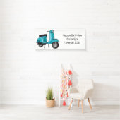 Cartoon motorfiets met motorbromfiets spandoek (Insitu)