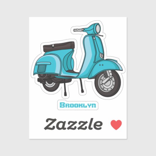 Cartoon motorfiets met motorbromfiets sticker (Vel)