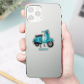 Cartoon motorfiets met motorbromfiets sticker (Telefoon)