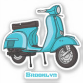Cartoon motorfiets met motorbromfiets sticker (Voorkant)