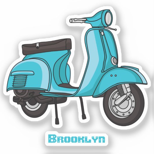Cartoon motorfiets met motorbromfiets sticker (Voorkant)