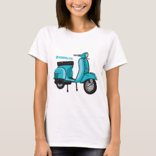 Cartoon motorfiets met motorbromfiets t-shirt