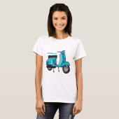 Cartoon motorfiets met motorbromfiets t-shirt (Voorkant volledig)