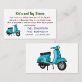 Cartoon motorfiets met motorbromfiets visitekaartje (Voorkant / Achterkant)