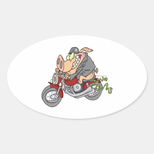 cartoon motorfiets motorfiets motorfiets ovale sticker (Voorkant)