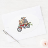 cartoon motorfiets motorfiets motorfiets ovale sticker (Envelop)