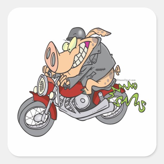 cartoon motorfiets motorfiets motorfiets vierkante sticker (Voorkant)