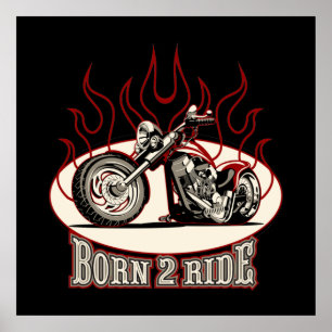 Cartoon motorfiets poster