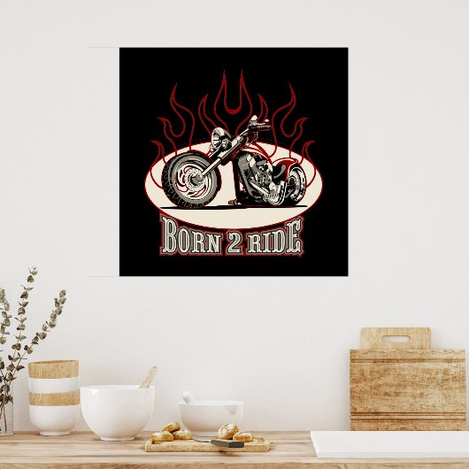 Cartoon motorfiets poster (Keuken)