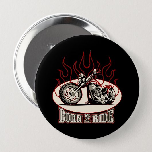 Cartoon motorfiets ronde button 4,0 cm (Voorkant /achterkant)