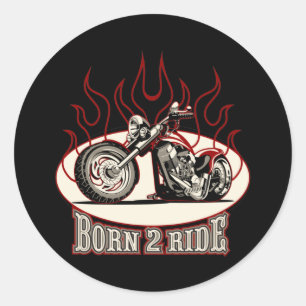 Cartoon motorfiets ronde sticker