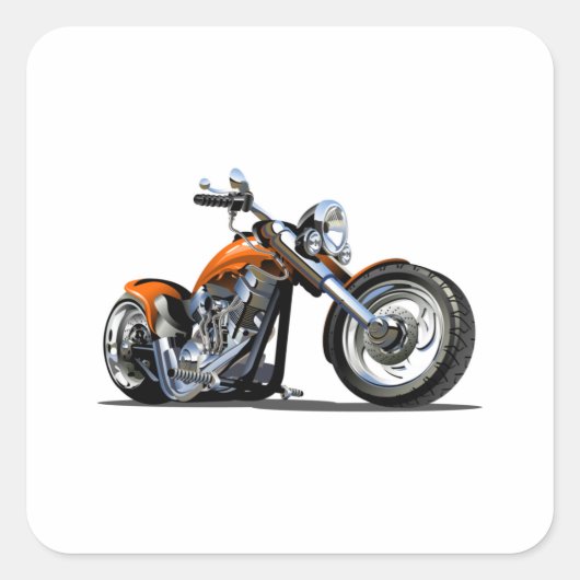 Cartoon motorfiets vierkante sticker (Voorkant)
