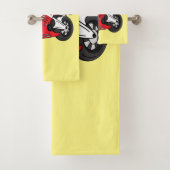 Cartoon motorfiets voor cute red sport bad handdoek (Insitu)