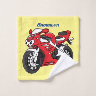 Cartoon motorfiets voor cute red sport bad handdoek