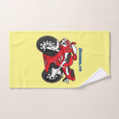 Cartoon motorfiets voor cute red sport bad handdoek (Handdoek)