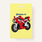 Cartoon motorfiets voor cute red sport badge (Achterkant)
