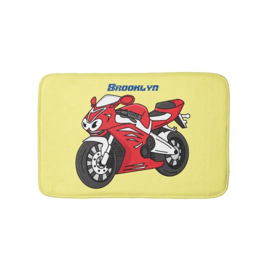 Cartoon motorfiets voor cute red sport badmat (Voorkant)