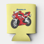 Cartoon motorfiets voor cute red sport blikjeskoeler (Achterkant)