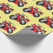 Cartoon motorfiets voor cute red sport cadeaupapier (Hoek)