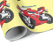 Cartoon motorfiets voor cute red sport cadeaupapier (Rol Hoek)