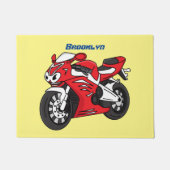 Cartoon motorfiets voor cute red sport deurmat (Voorkant)