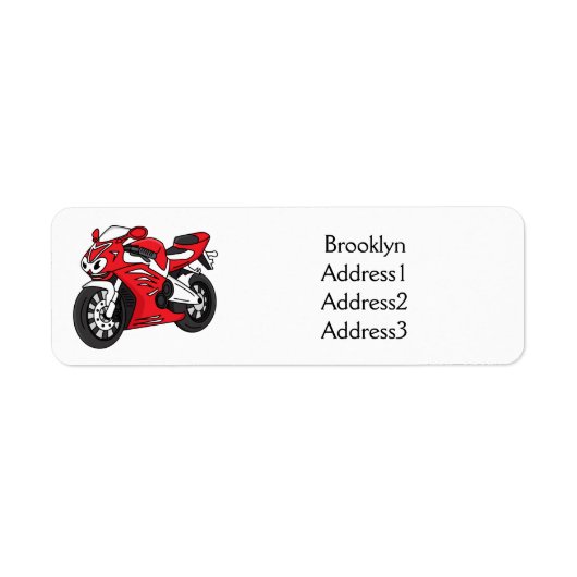 Cartoon motorfiets voor cute red sport etiket (Voorkant)