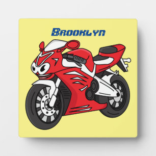 Cartoon motorfiets voor cute red sport fotoplaat
