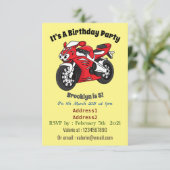 Cartoon motorfiets voor cute red sport kaart (Staand voorkant)