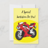 Cartoon motorfiets voor cute red sport kaart (Achterkant)