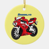 Cartoon motorfiets voor cute red sport keramisch ornament (Voorkant)