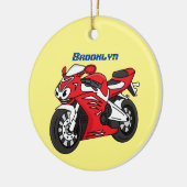 Cartoon motorfiets voor cute red sport keramisch ornament (Links)
