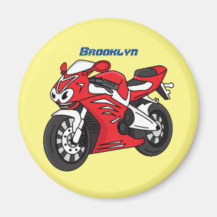 Cartoon motorfiets voor cute red sport magneet
