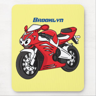 Cartoon motorfiets voor cute red sport muismat